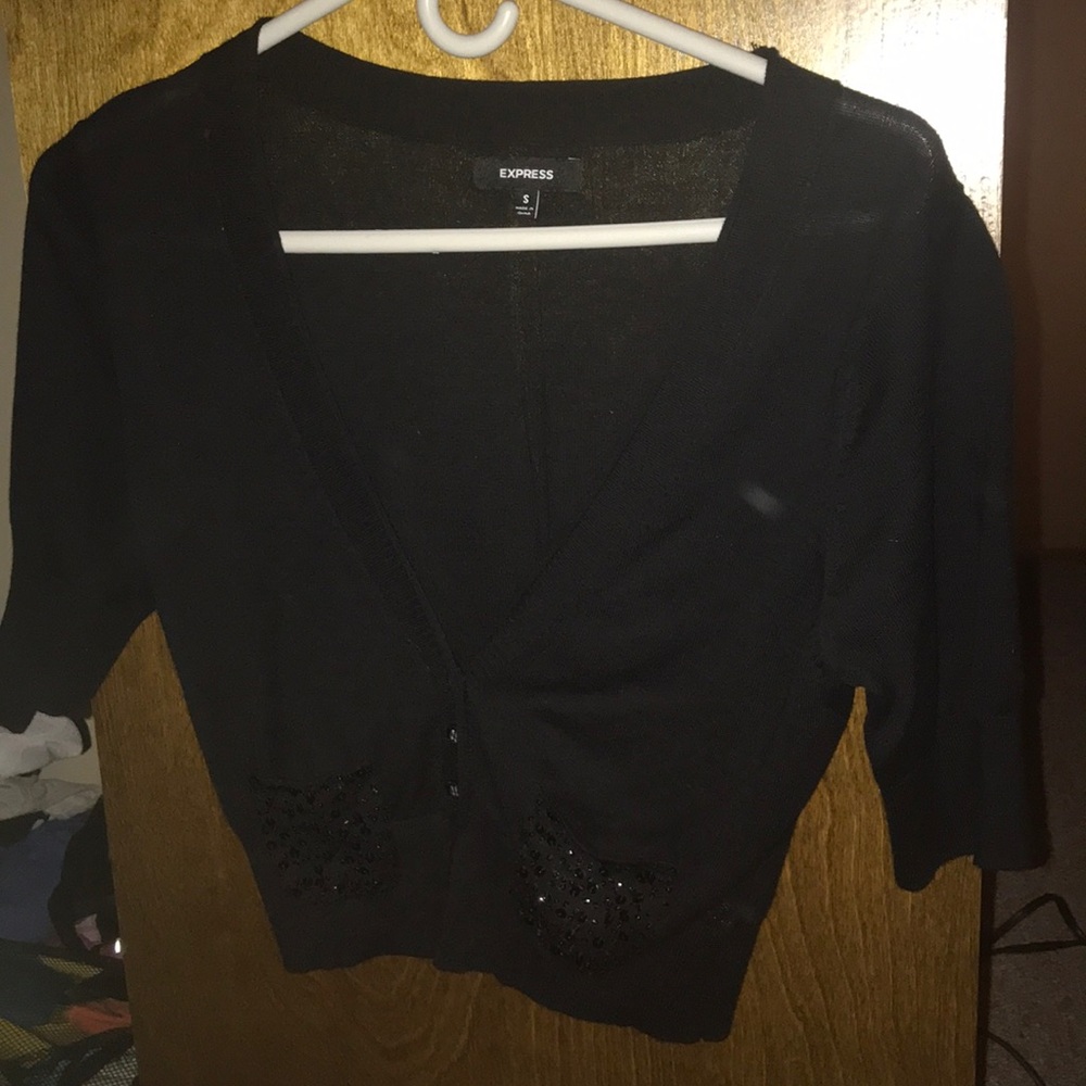 Express cardigan with sequined pockets